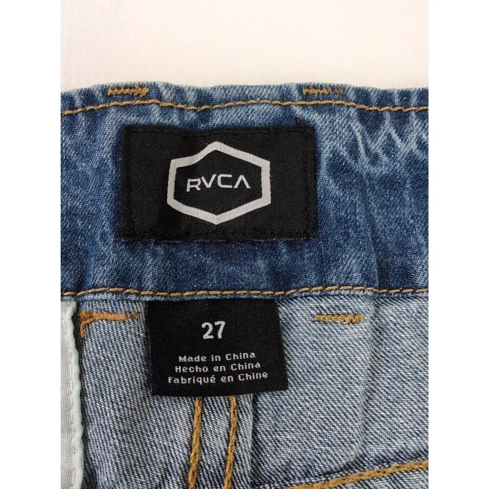 RVCA Valley Jean Shorts‎ Womens 27 Blue Denim Exposed Zipper Festival Beach
